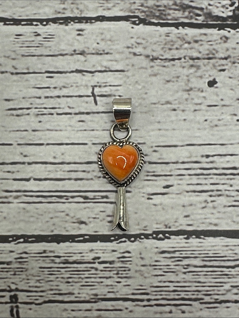 Orange Spiney Heart Silver Pendant - Heart Blossom Design